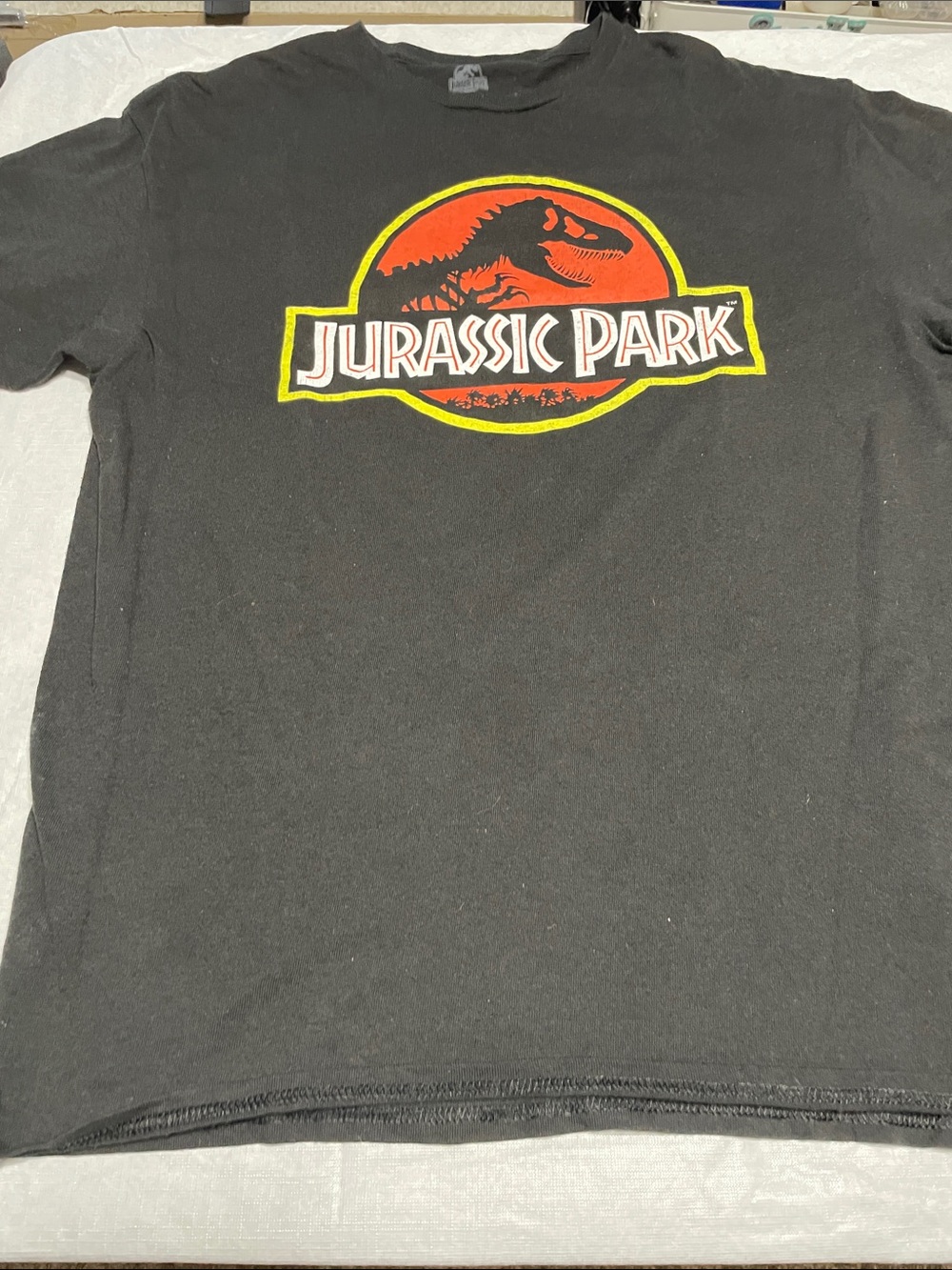 Black Jurassic Park Graphic Tee with Red & Yellow Logo